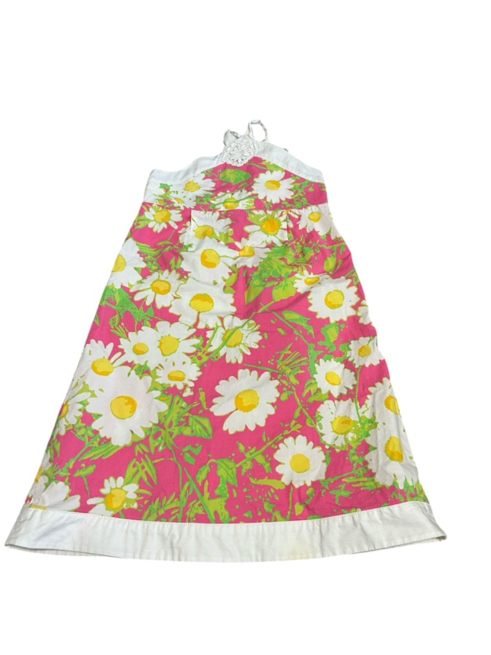 Lilly Pulitzer Vintage Girls Pink and Lime Floral Halter Sundress Girls Size 8